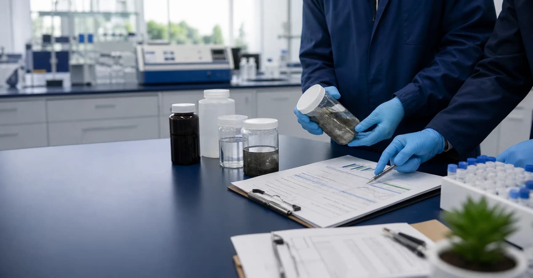 Laboratory personnel matching environmental samples to a documented analysis scope