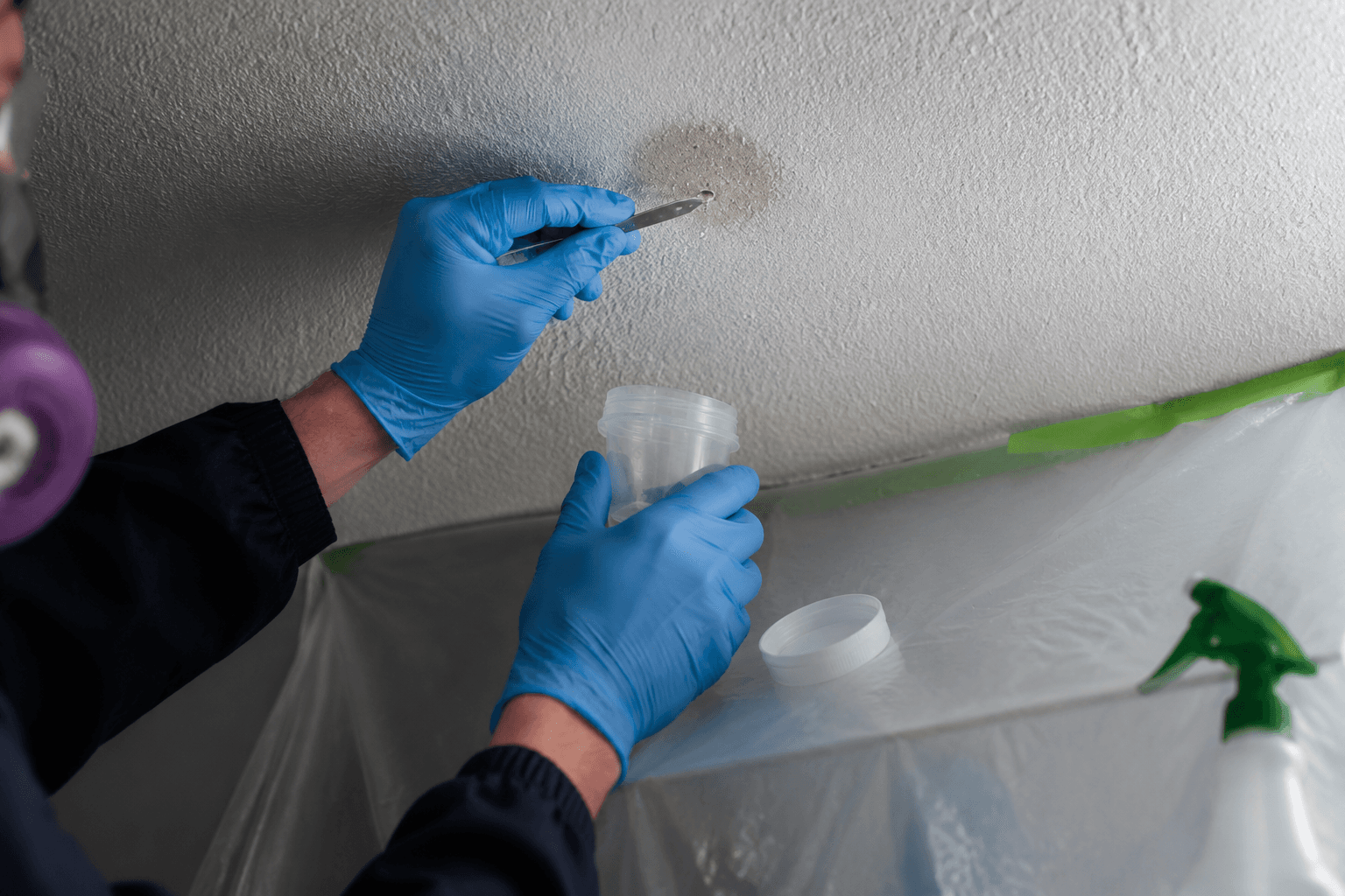 Controlled collection of a suspect ceiling-material sample