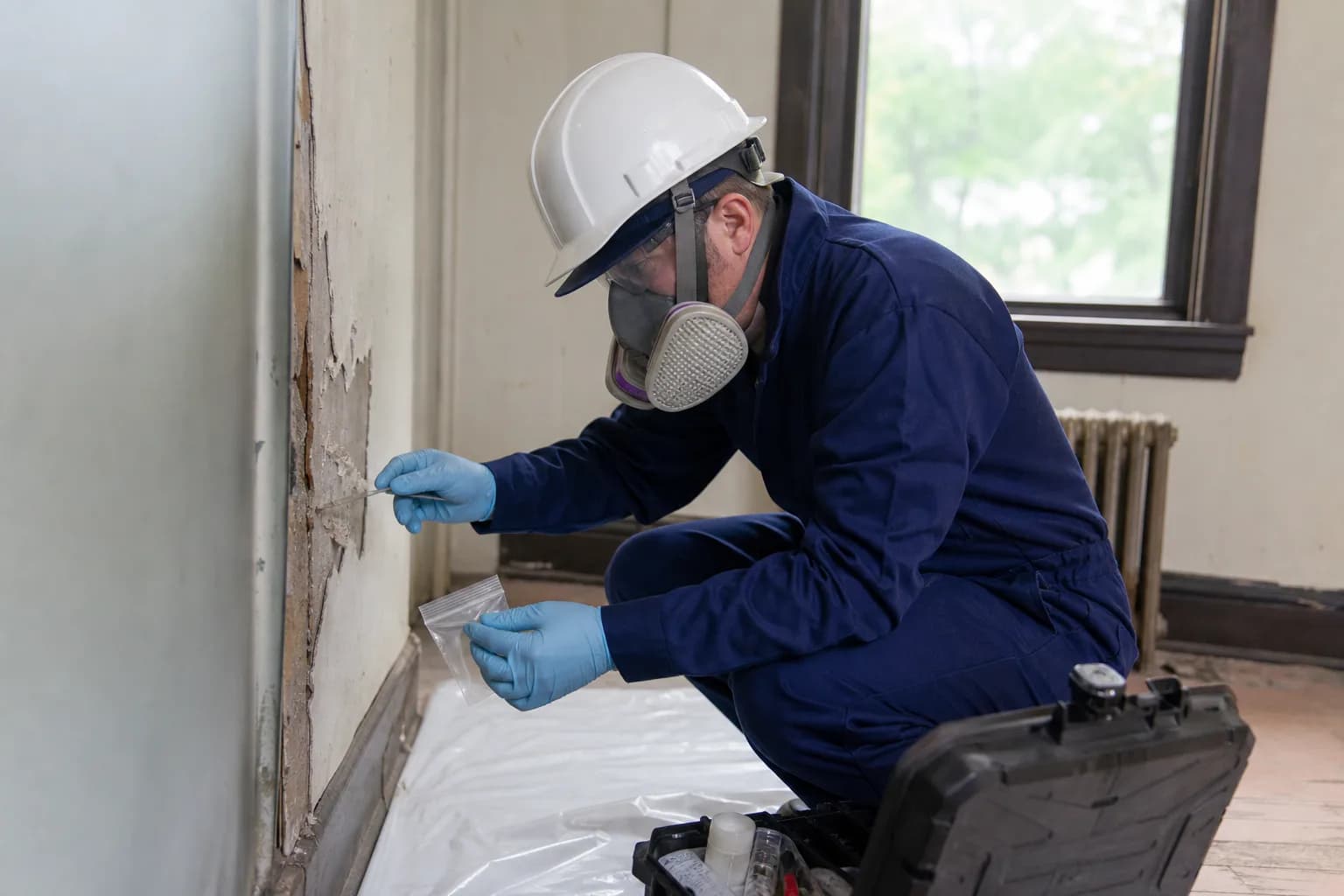 Mold and Asbestos Inspection field assessment, shown in a professional environmental inspection setting