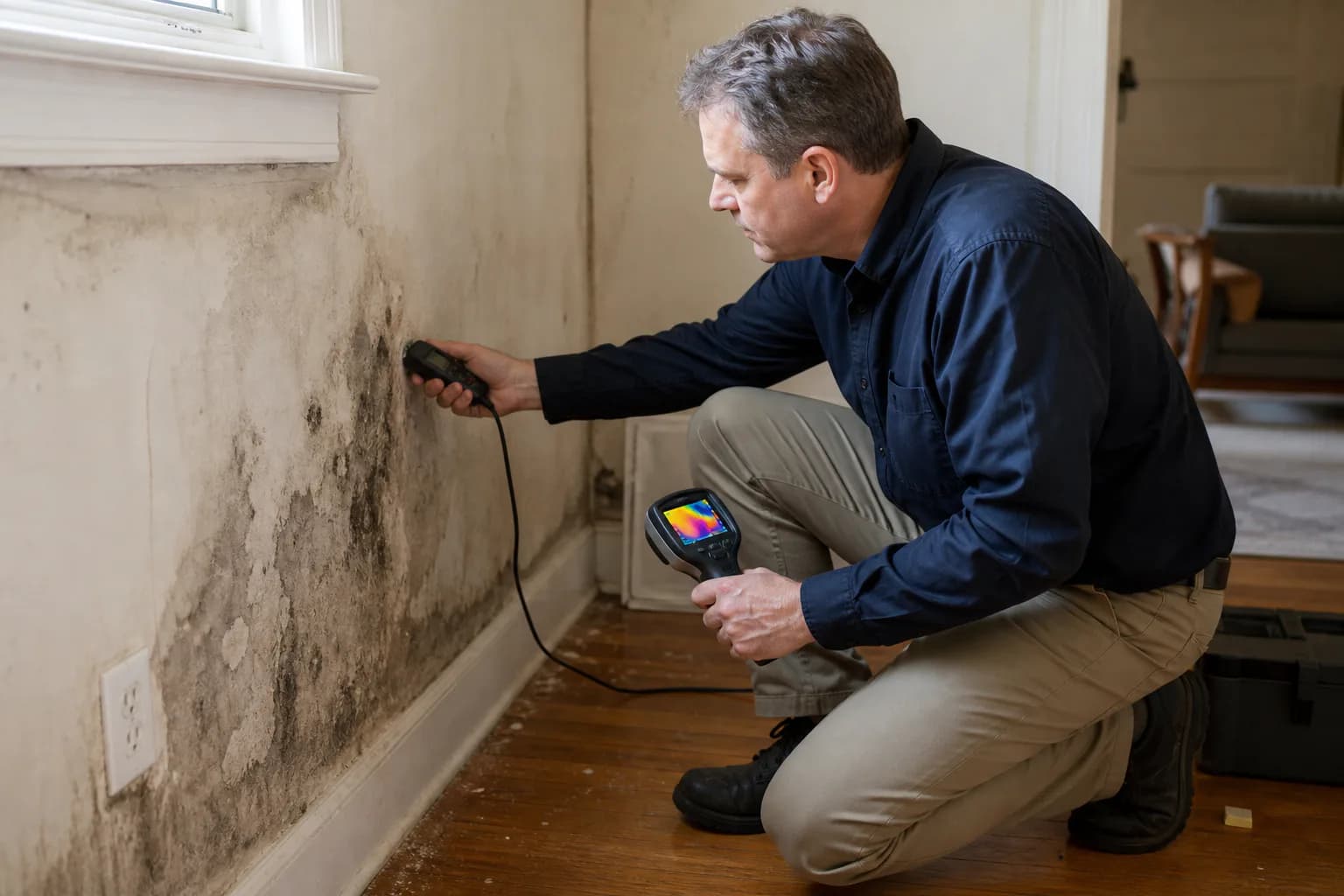 Different Surface Sampling Methods to Detect Mold, shown in a professional environmental inspection setting